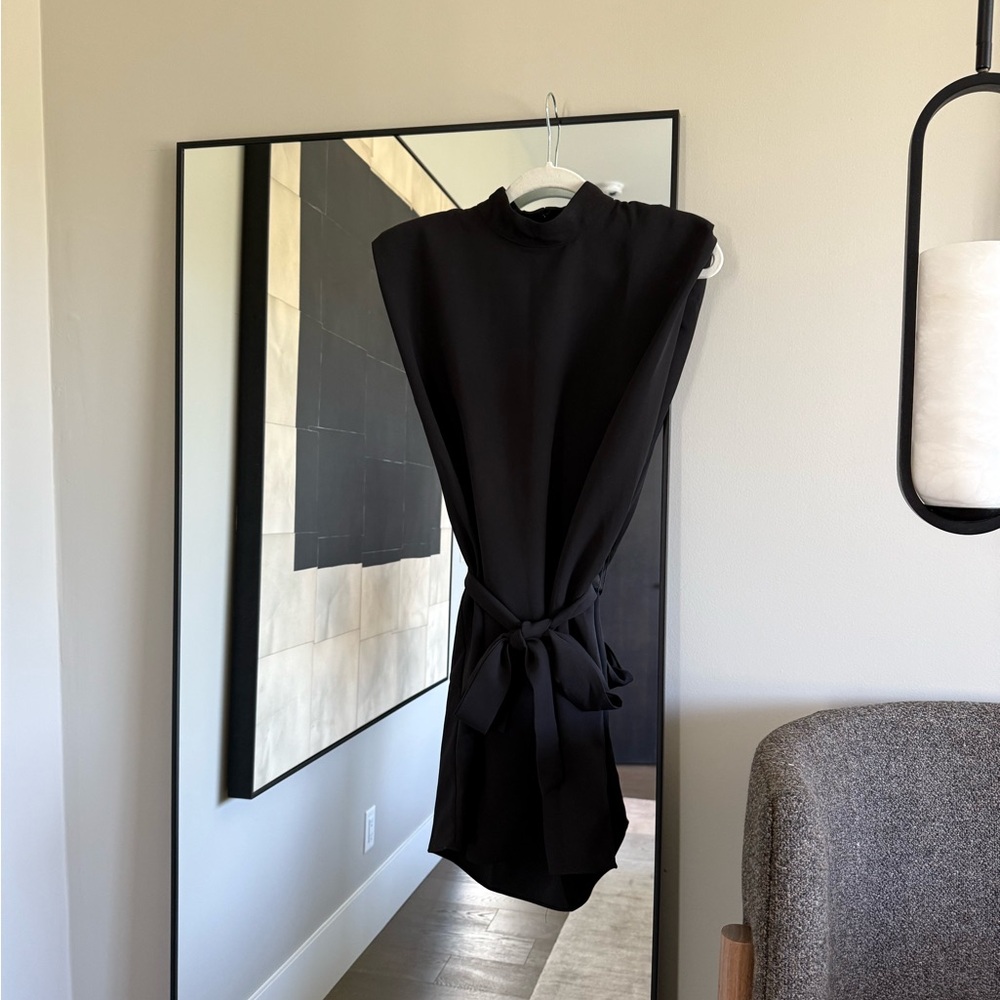 Olivaceous Mock Neck Dress 
Black